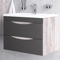 Grossman Тумба под раковину Талис 70 подвесная бетон пайн/графит матовый – фотография-3